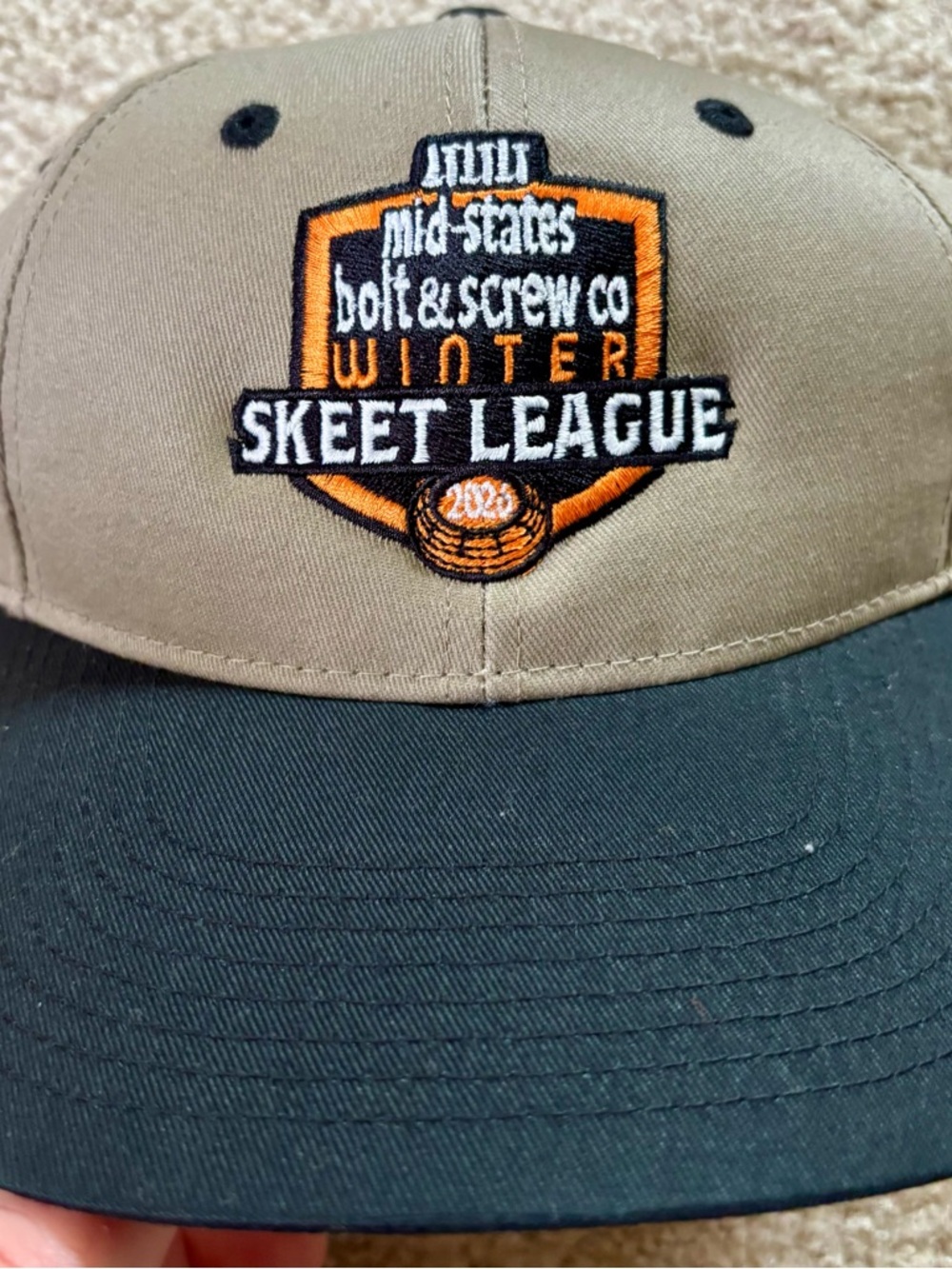 Mid-States Bolt & Screw Co Winter Skeet League Embroidered Khaki and Black Hat